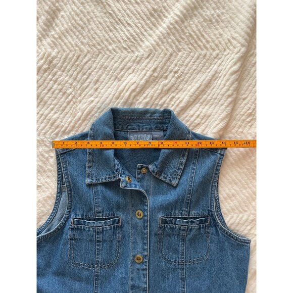 Vintage Blassport Denim Vest Size M – Utility Style, 100%‎ Cotton, Snap Button - Picture 5 of 10
